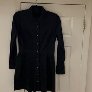 Theory Black Buttoned Long Sleeve Dress